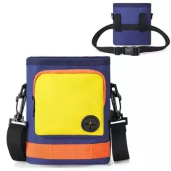 Большая вместительная сумка для закусок для домашних животных, портативные карманы для дрессировки щенков, износостойкая сумка для лакомств для собак и кошек оранжевый/зелёный