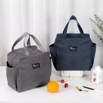 Большая вместительная сумка-холодильник Oxford Portable Zipper Thermal Lunch Bags Изолированная сумка-холодильник для кемпинга и пикника чёрный