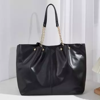 Большая вместительная сумка из искусственной кожи Элегантная сумка с цепочкой Сумка-мессенджер