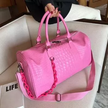 Большая вместительная сумка из искусственной кожи с толстой цепочкой, женская дорожная сумка, женские роскошные дизайнерские сумки 25cmx45cmx20cm бежевый