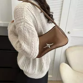 Большая вместительная сумка из искусственной кожи подмышкой, универсальная сумка для поездок на работу и обратно, маленькая сумка для девочек 2000 года чёрный