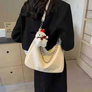 Большая вместительная сумка из мягкой кожи 2024 года, новая модная универсальная сумка, модная сумка-тоут с цепочкой