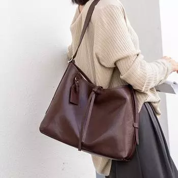 Большая вместительная сумка из натуральной кожи для женщин в стиле ретро, женская модная универсальная повседневная сумка для женщин