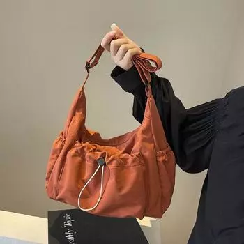 Большая вместительная сумка из нейлоновой ткани, женская повседневная легкая простая сумка-мессенджер для поездок на работу, сумка через плечо оранжевый