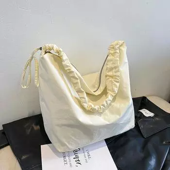 Большая вместительная сумка из плиссированного нейлона, повседневная сумка через плечо для ленивого ветра на весну 2024 г.