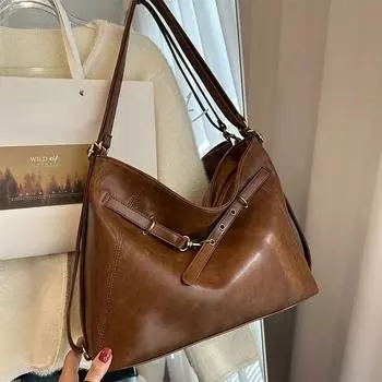 Большая вместительная сумка из прочного полиуретана для женщин, высококачественная повседневная универсальная дорожная сумка через плечо