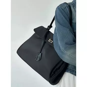 Большая вместительная сумка из ткани Оксфорд для поездок на работу, платиновая сумка Kelly, новая высококачественная простая сумка через плечо, нишевая сумка для поездок на работу чёрный