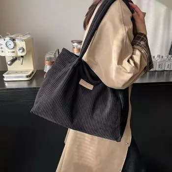 Большая вместительная сумка из вельветового холста, школьная сумка для поездок на работу, модная повседневная сумка через плечо зелёный