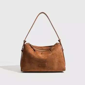 Большая вместительная сумка из замши, женская сумка через плечо, винтажная, осенне-зимняя, универсальная