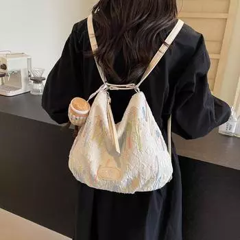 Большая вместительная сумка корейской версии для женщин 2024 года, новый повседневный рюкзак, модная сумка-тоут, сумка через плечо