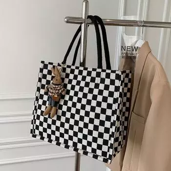Большая вместительная сумка-кошелек с узором «клетчатая доска», женская универсальная сумка через плечо для студентов и путешественников