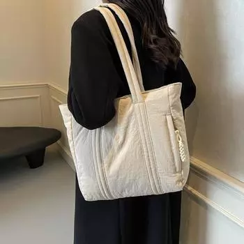 Большая вместительная сумка, легкая женская сумка-тоут, сумка через плечо для поездок на работу чёрный