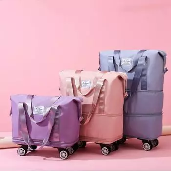 Большая вместительная сумка на колеса: Съемный шкив, сухое и мокрое разделение, 5 цветов, подходит для контролируемых перевозок. 57*40*66 розовый