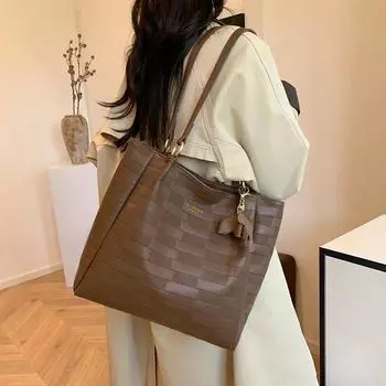 Большая вместительная сумка на одно плечо для женщин, универсальная офисная сумка, элегантная и простая