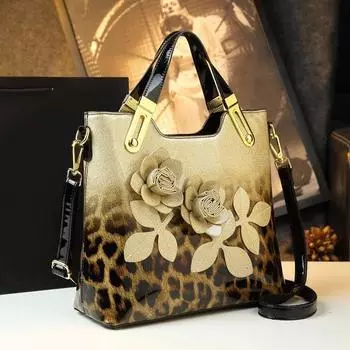 Большая вместительная сумка на одно плечо 2024 цветной печати леопарда
