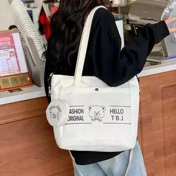 Большая вместительная сумка на плечо, студенческая сумка, пригородная большая сумка, женская сумка через плечо хаки