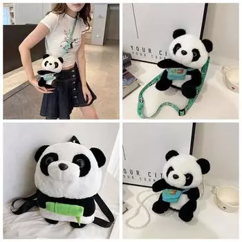 Большая вместительная сумка на плечо с изображением животных, рюкзак с мультяшными игрушками, сумка через плечо с пандой, уличная одежда pearl strape