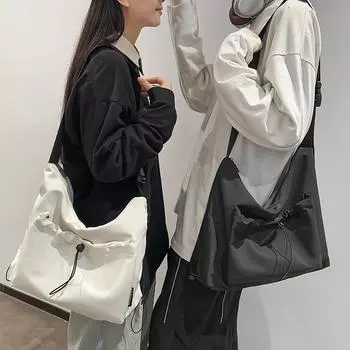 Большая вместительная сумка на шнурке для мужчин, легкая сумка через плечо для женщин, сумка-тоут для поездок на работу серый