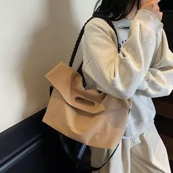 Большая вместительная сумка Niche Fashionable через плечо из парусины для женщин, которые ездят на работу чёрный