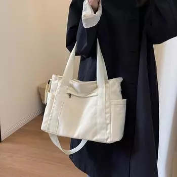 Большая вместительная сумка, однотонная сумка через плечо, женская сумка через плечо, сумка бежевый