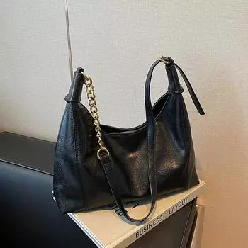 Большая вместительная сумка осенне-зимняя сумка-цепочка универсальная сумка подмышкой 2024 новая ретро сумка-мессенджер через плечо женская сумка-тоут 33*10*25 коричневый