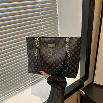 Большая вместительная сумка, ретро-сумка с цепочкой, сумка через плечо, новый стиль, женская сумка, модная, простая сумка-тоут для женщин