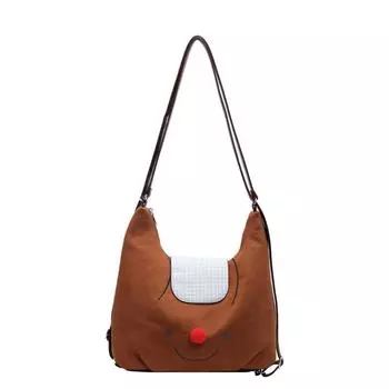 Большая вместительная сумка-рюкзак для женщин 2024 года, новая осенняя сумка с милым мультяшным смайликом, косая сумка-тоут, повседневная сумка-тоут