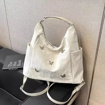 Большая вместительная сумка-рюкзак женская 2024 новая модная сумка-бабочка подмышечная сумка модная сумка через плечо универсальная сумка-тоут белый