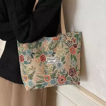 Большая вместительная сумка с цветочным принтом для женщин, новая модная сумка через плечо для женщин, универсальная сумка на одно плечо