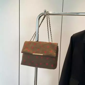 Большая вместительная сумка с клубникой, летняя сумка-мессенджер с цепочкой, милая мягкая сумка-конверт для девочек, маленькая квадратная сумка коричневый