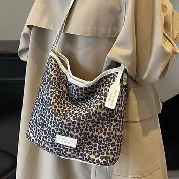 Большая вместительная сумка с леопардовым принтом для женщин, популярная сумка через плечо и подмышку, повседневная сумка-мессенджер для женщин