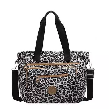Большая вместительная сумка с леопардовым принтом, женская винтажная сумка-тоут, сумка через плечо чёрный