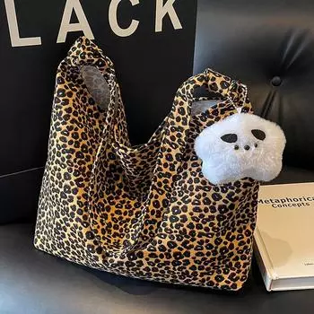 Большая вместительная сумка с леопардовым принтом для женщин 2024 года, новая модная сумка-мессенджер для женщин, студенческая сумка через плечо для женщин