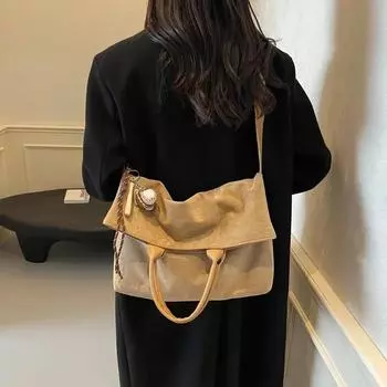 Большая вместительная сумка с замком, универсальная сумка через плечо, мягкая, простая, популярная сумка из искусственной кожи, однотонная, высокого качества, новая, модная