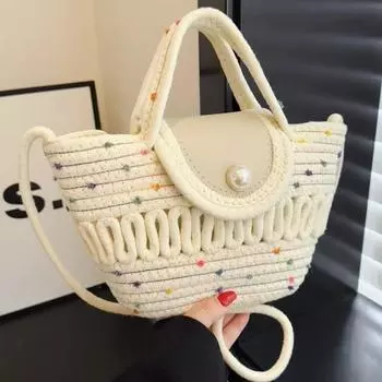 Большая вместительная сумка сезона 2024 года, новая модная пляжная сумка-тоут, нишевая тканая портативная сумка через плечо в иностранном стиле