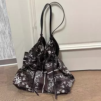 Большая вместительная сумка-шоппер с этническим принтом, на плечо, мягкая, сумки-хобо от модных дизайнеров для женщин one size кофейный