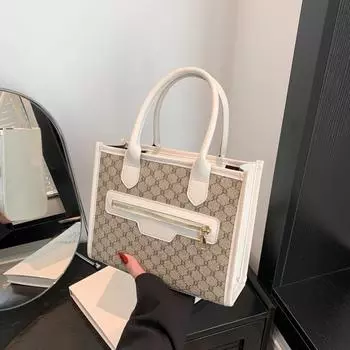 Большая вместительная сумка-сплайсинг, корейская версия, маленькая женская сумка 2024 года, повседневная сумка через плечо для поездок на работу чёрный