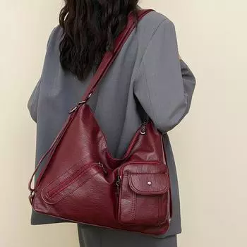 Большая вместительная сумка Стильная сумка через плечо на одно плечо Повседневная сумка-тоут Рюкзак чёрный