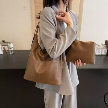 Большая вместительная сумка-тоут для женщин, сумка через плечо для поездок на работу кофейный