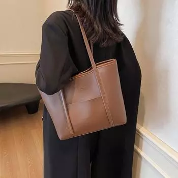 Большая вместительная сумка-тоут для женщин, сумка через плечо для поездок на работу кофейный