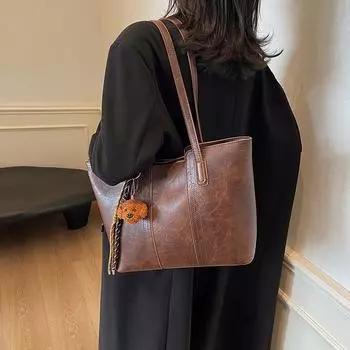 Большая вместительная сумка-тоут для женщин, сумка для поездок на работу, мягкая кожаная сумка через плечо кофейный