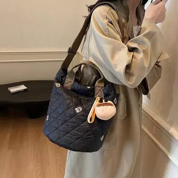 Большая вместительная сумка-тоут для учебы, сумка через плечо для женщин чёрный