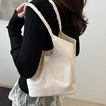 Большая вместительная сумка-тоут для женщин, новинка 2024 года, женская сумка, простая и универсальная, модная сумка через плечо для поездок на работу чёрный