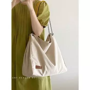 Большая вместительная сумка-тоут для женщин 2024 года, новинка, простая холщовая сумка, модная универсальная нейлоновая сумка-мессенджер через плечо белый