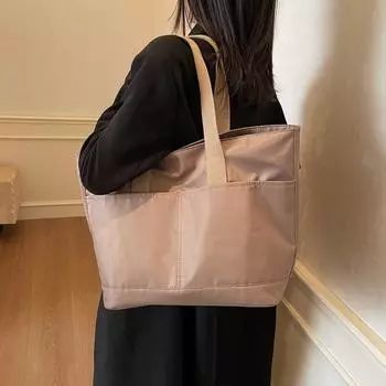 Большая вместительная сумка-тоут для поездок на работу, женская сумка через плечо, дорожная сумка, дорожная сумка из нейлона чёрный