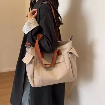 Большая вместительная сумка-тоут для женщин, однотонная дизайнерская повседневная сумка через плечо