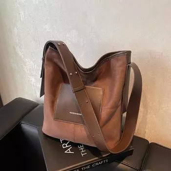 Большая вместительная сумка-тоут для поездок на работу в стиле ретро, сумка через плечо для поездок на работу через плечо коричневый