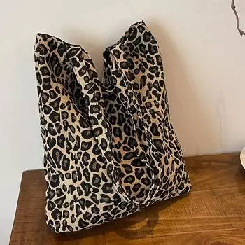 Большая вместительная сумка-тоут для женщин 2024 года, новая сумка-тоут с леопардовым принтом для женщин, модная и простая сумка через плечо для поездок на работу для женщин