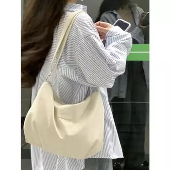 Большая вместительная сумка-тоут для женщин 2024 года, новая модная сумка-мешок из мягкой кожи с плиссировкой, сумка-мессенджер через плечо чёрный