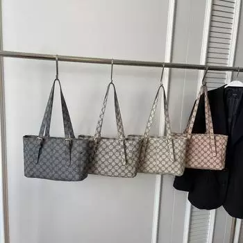 Большая вместительная сумка-тоут для женщин, повседневная сумка на одно плечо с ретро-принтом, сумка для поездок на работу, простая и модная сумка